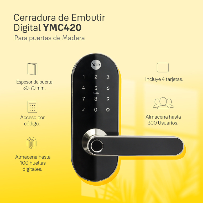 Pack Smart Pack Cerradura Digital YMC420 + Hub YALE Connect Wifi